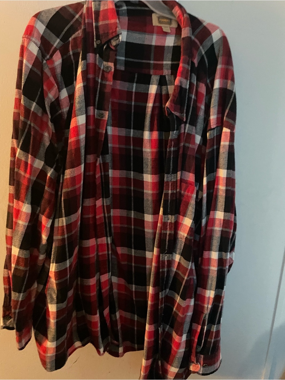 The Foundry Supply Co. Red, Black & White Plaid Flannel Shirt 4X tall